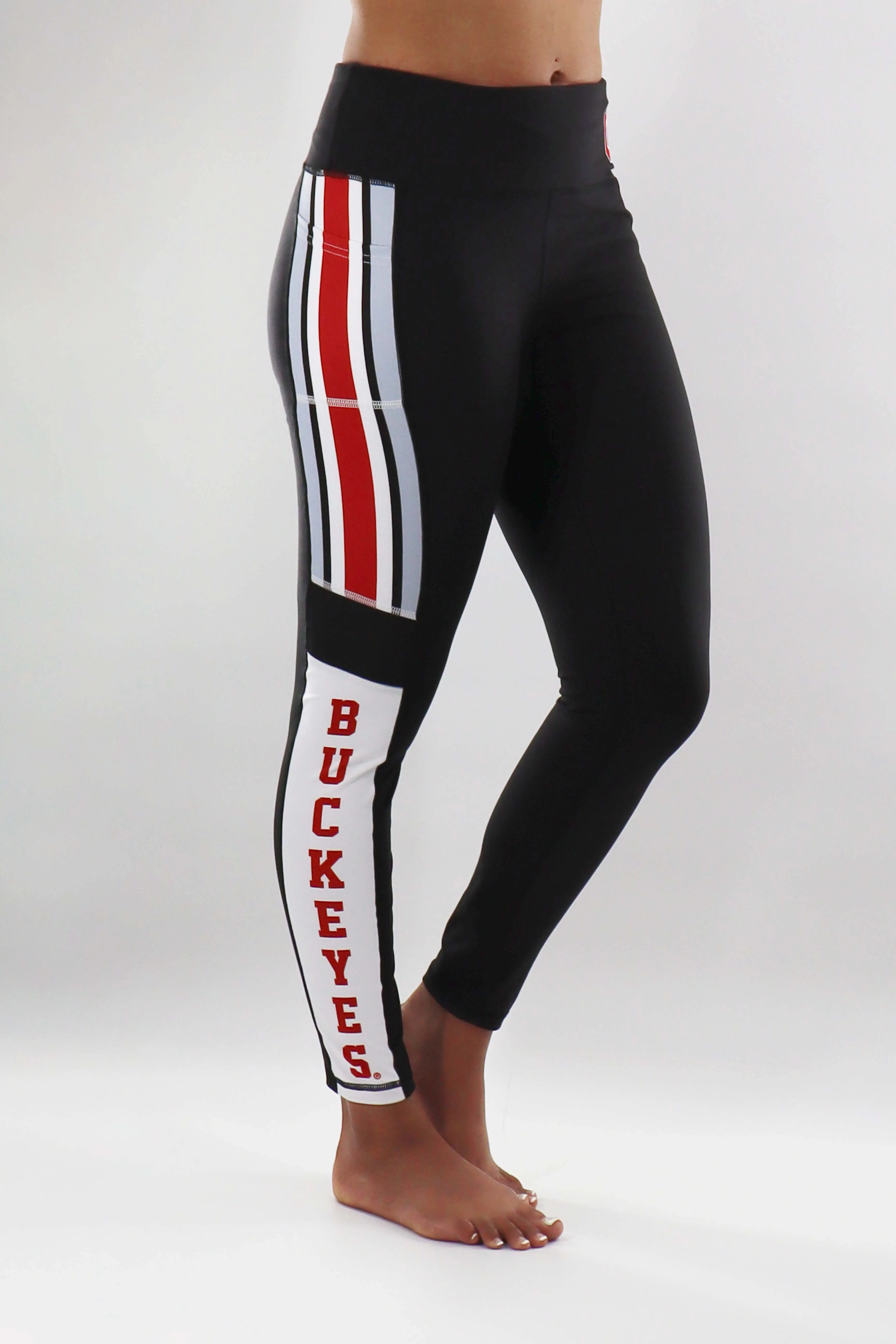 2009 - "Buckeye Stripe" Cell Phone Pocket Legging - Black
