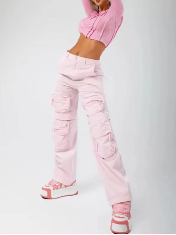 Barbie Zipper Patch Pocket Cargo Pants