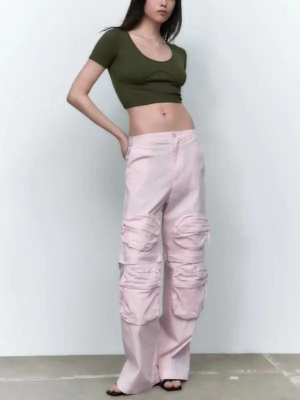 Barbie Zipper Patch Pocket Cargo Pants