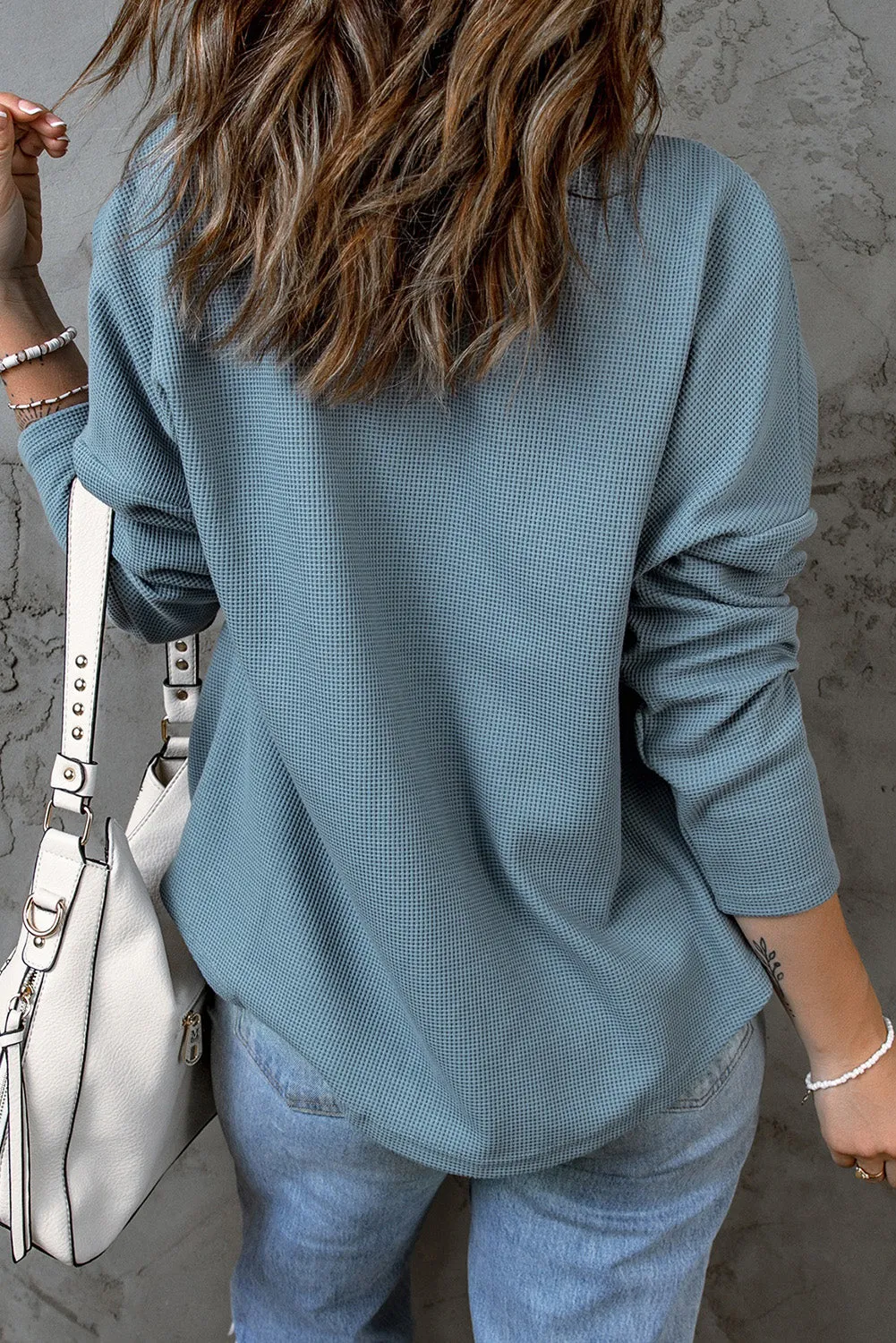 Chest Flap Waffle Knit Shacket