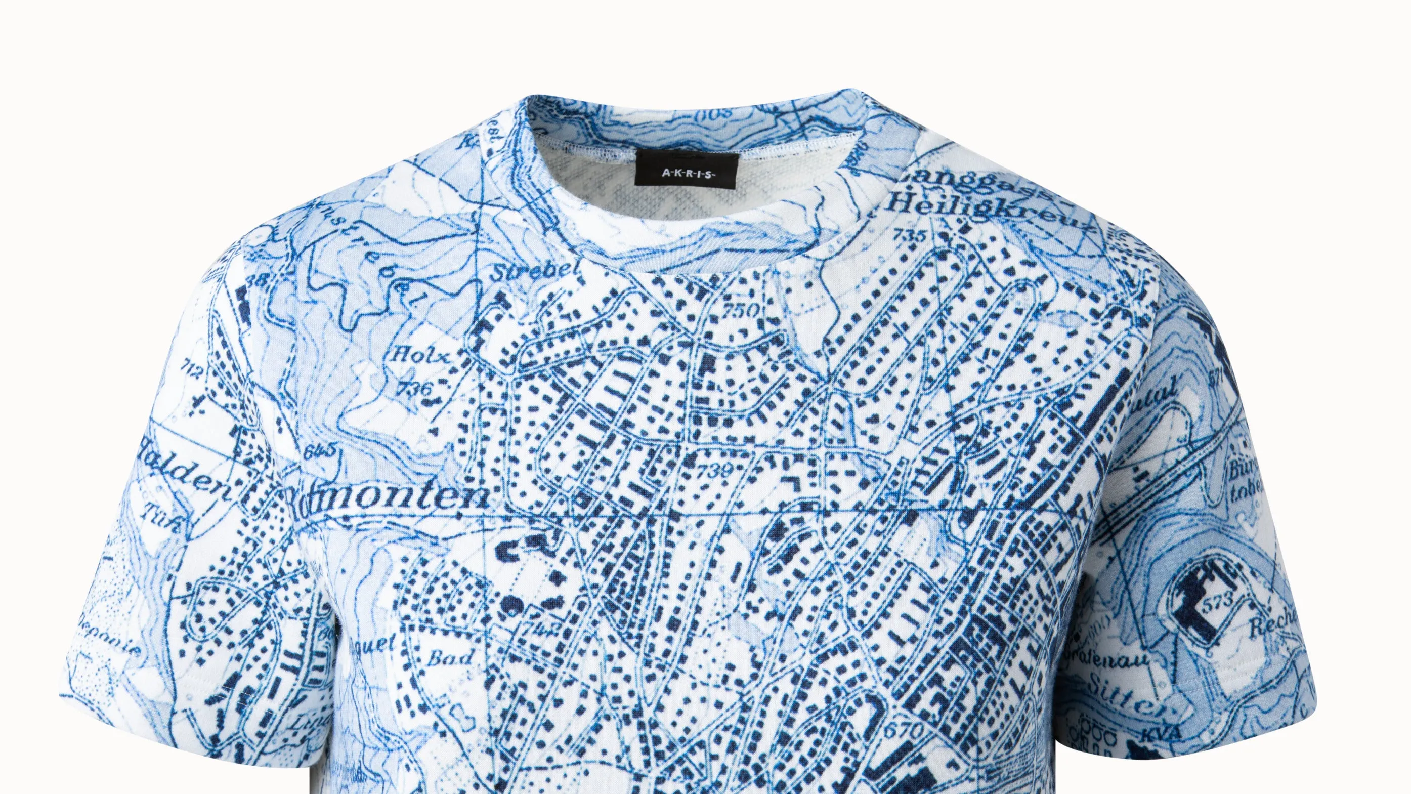 Cotton Jersey St. Gallen Map Print T-Shirt