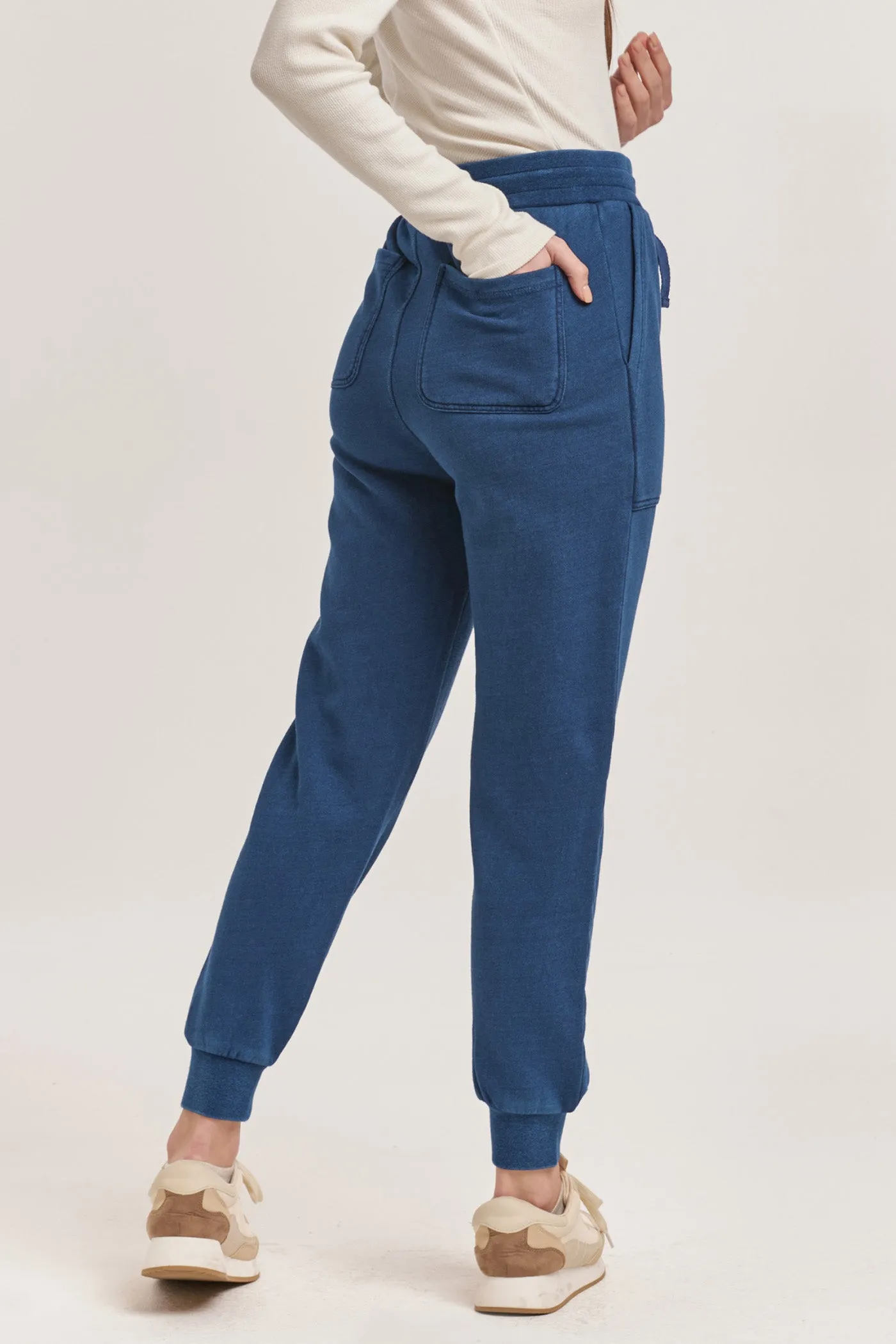 DAHLIA HIGH RISE ANKLE JOGGER PANTS DARK INDIGO
