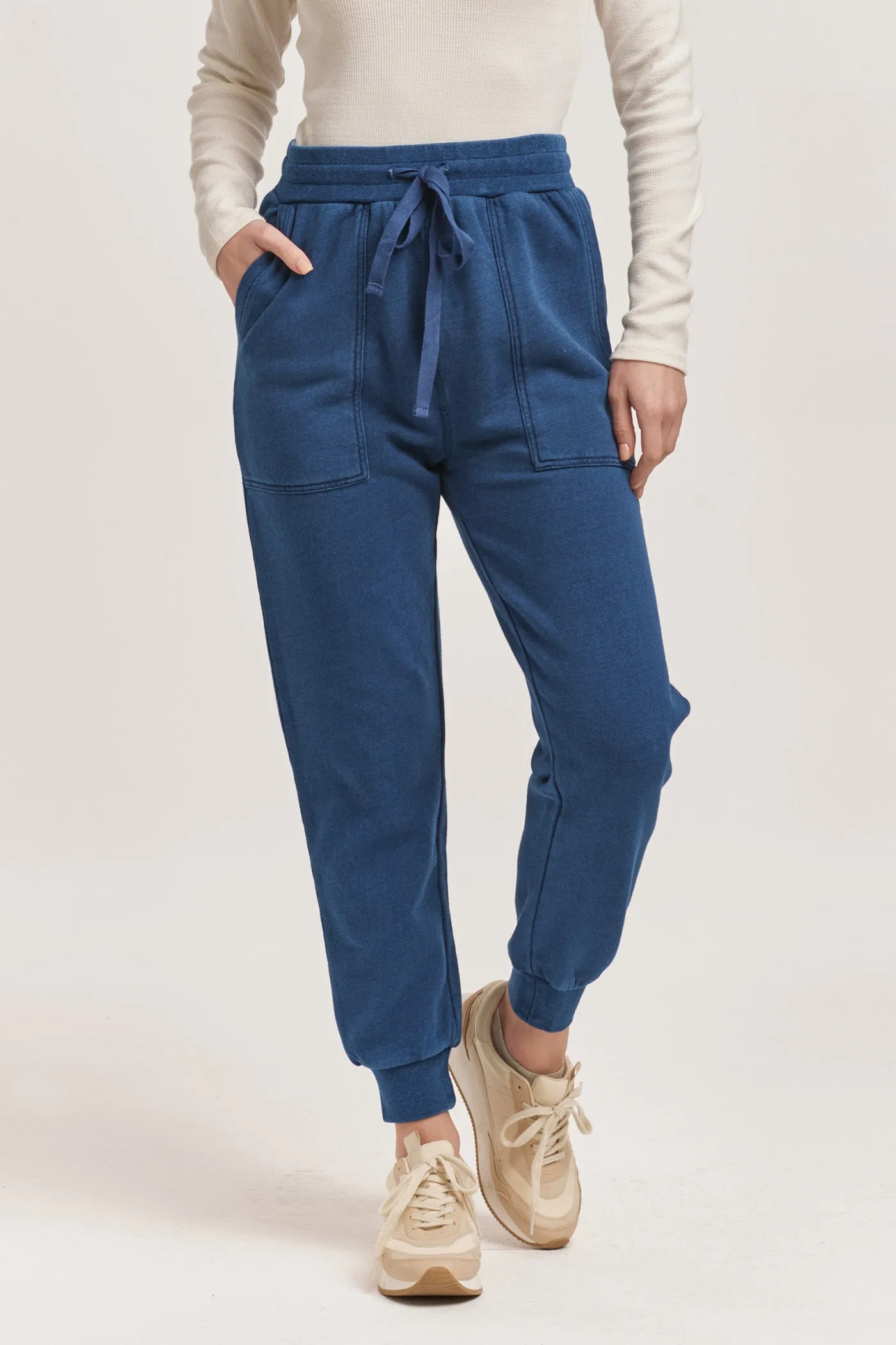 DAHLIA HIGH RISE ANKLE JOGGER PANTS DARK INDIGO