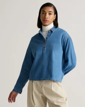 Distressed Denim Popover Shirt