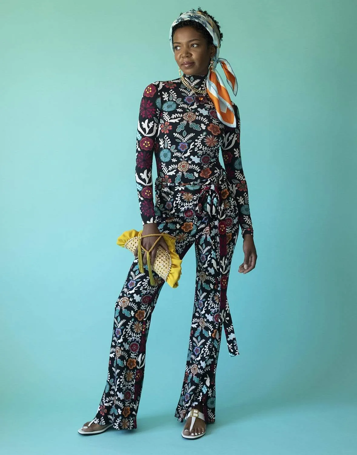 Fire Flower in Punto Milano Jersey Slit Pants