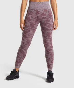 Gymshark Camo Seamless Leggings - Berry Red
