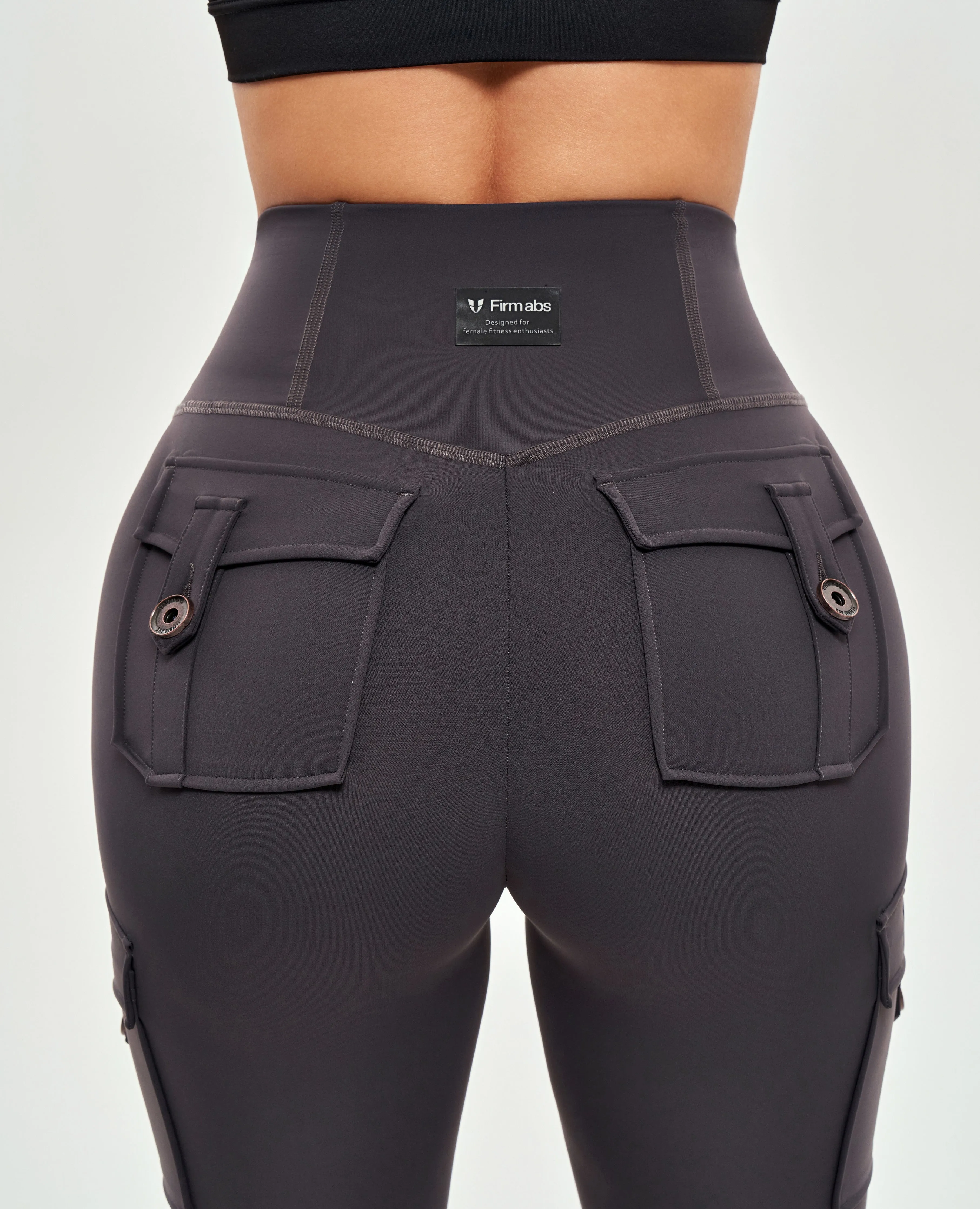 High Waisted Cargo Leggings - Graphite Gray