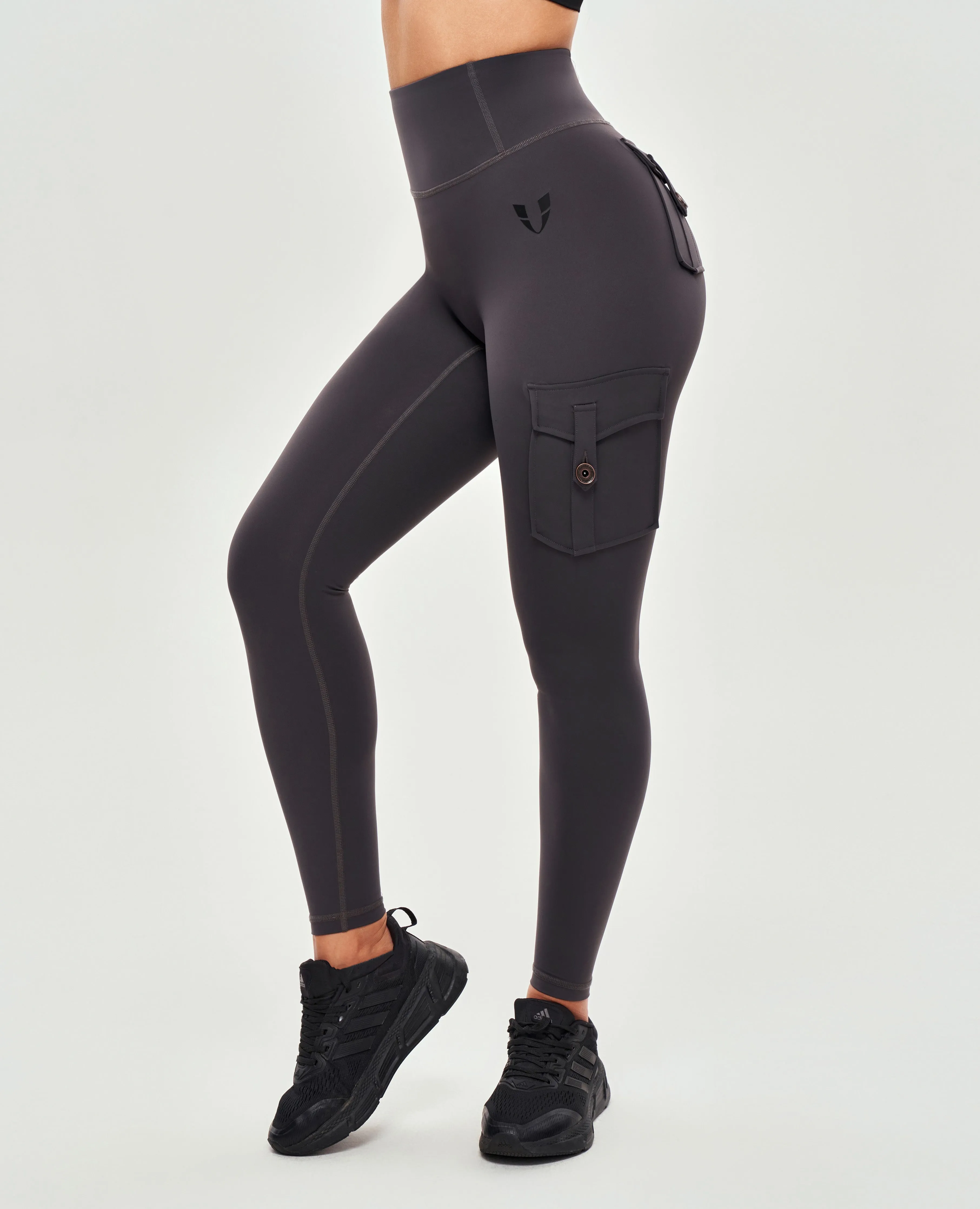 High Waisted Cargo Leggings - Graphite Gray