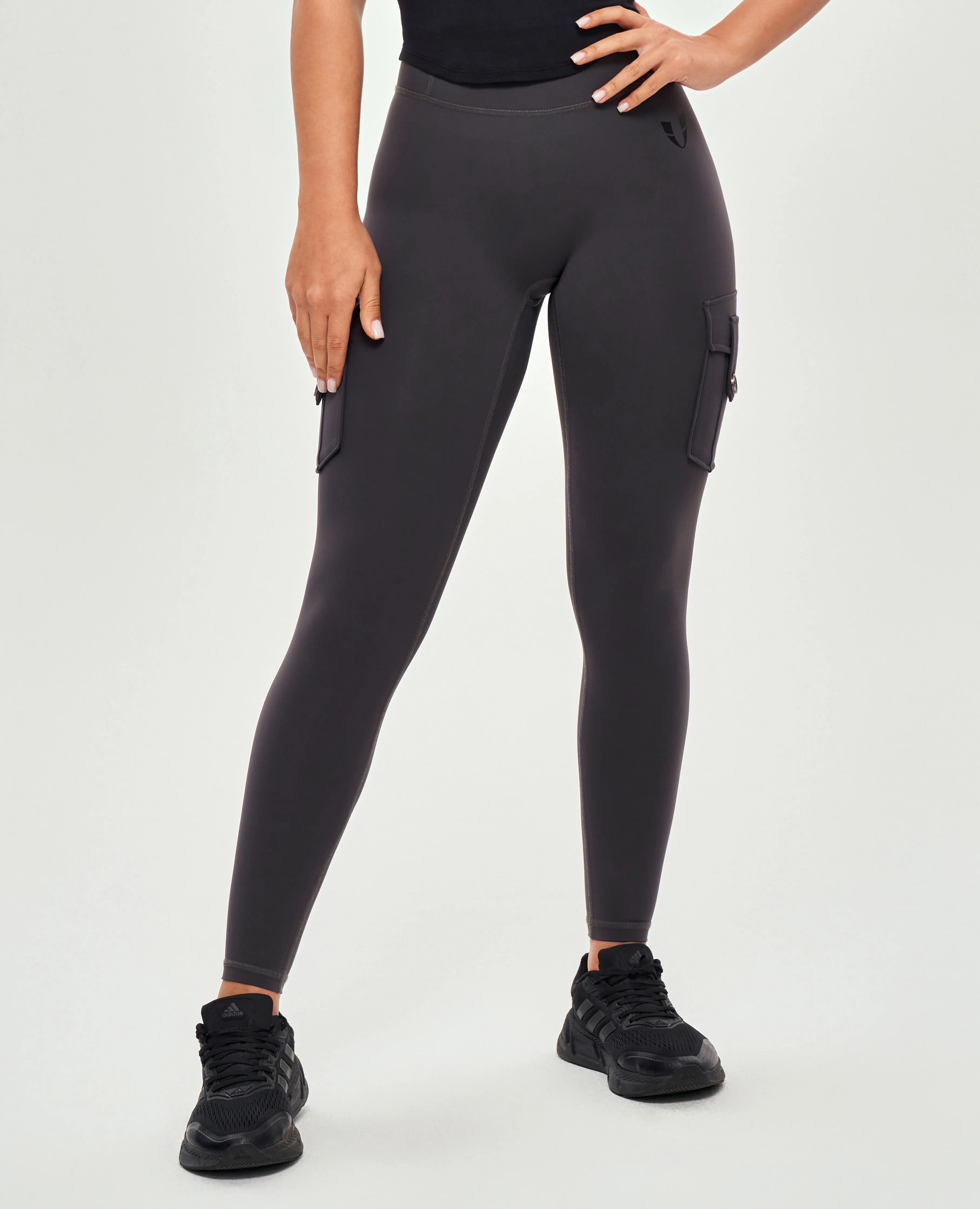 High Waisted Cargo Leggings - Graphite Gray