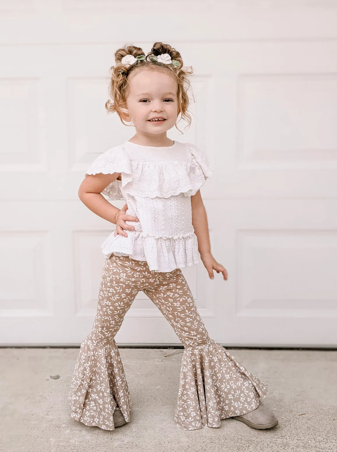 Keep Me Cozy Bell Bottoms in Taupe Floral