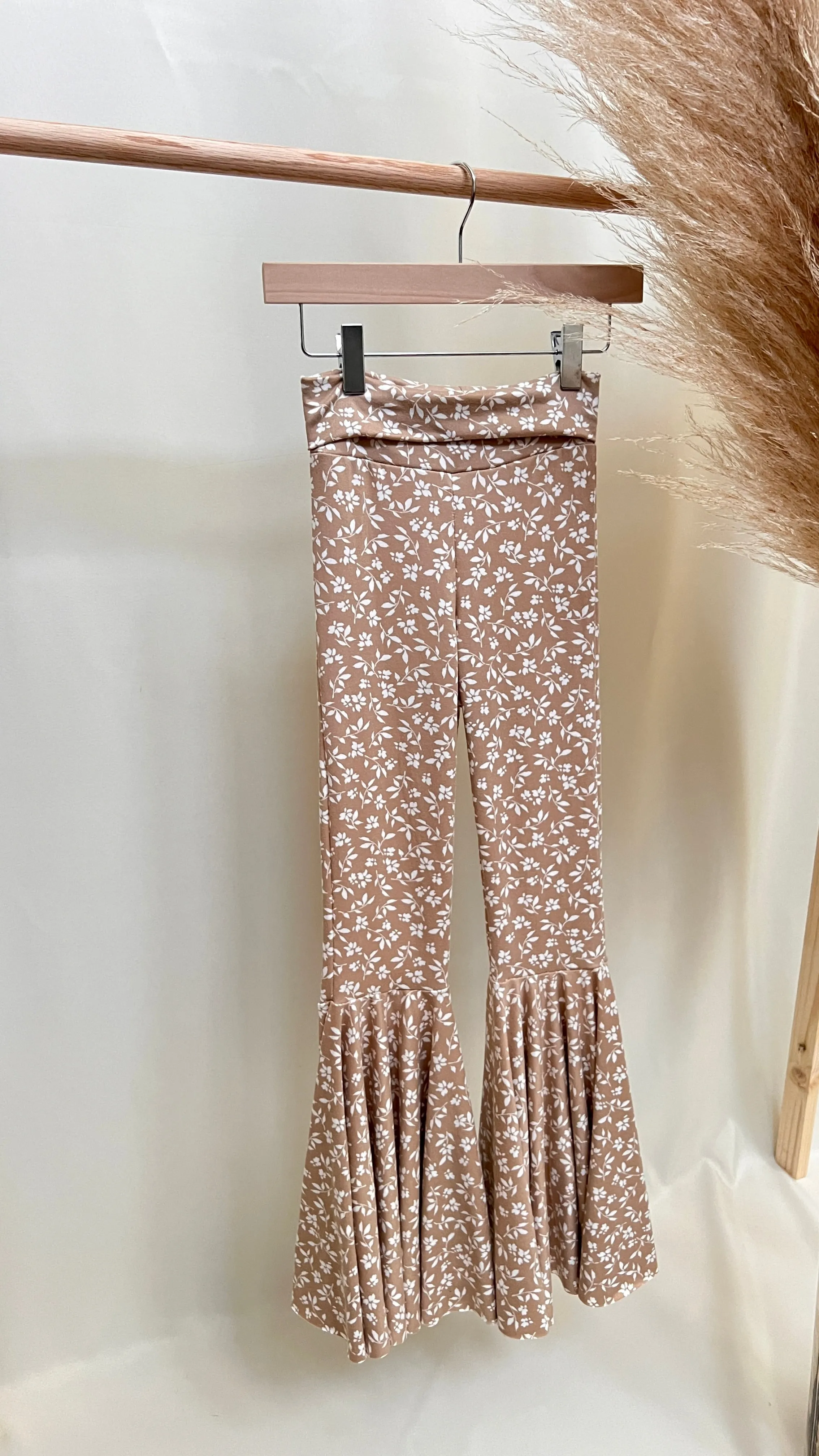 Keep Me Cozy Bell Bottoms in Taupe Floral