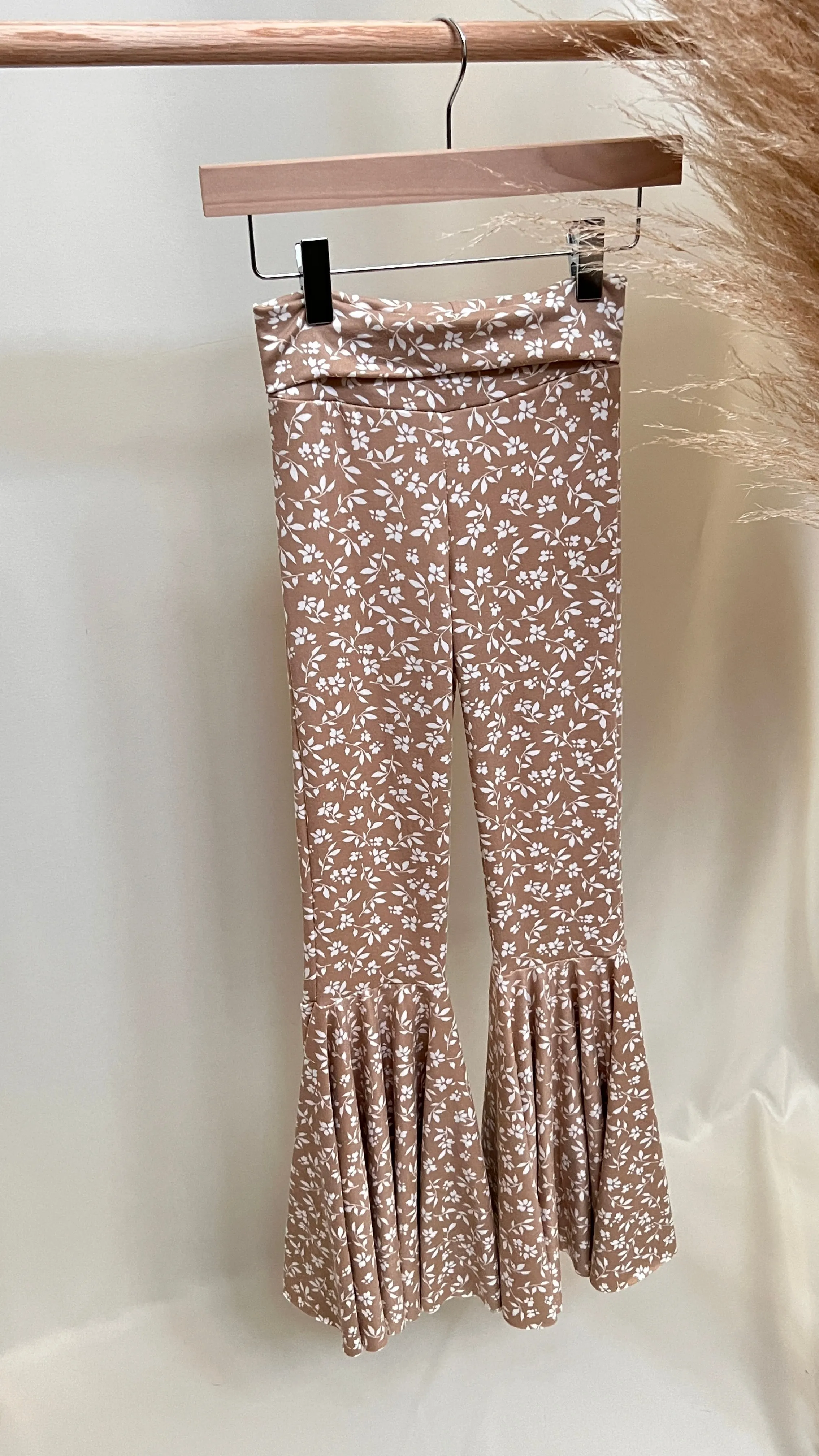 Keep Me Cozy Bell Bottoms in Taupe Floral