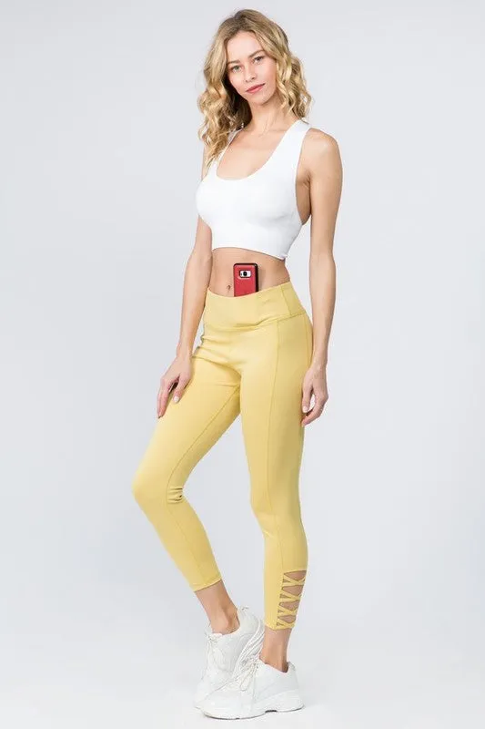 Lattice Ankle Cutout Activewear Leggings
