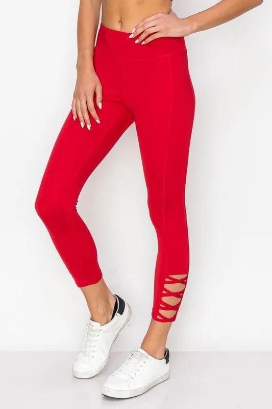 Lattice Ankle Cutout Activewear Leggings