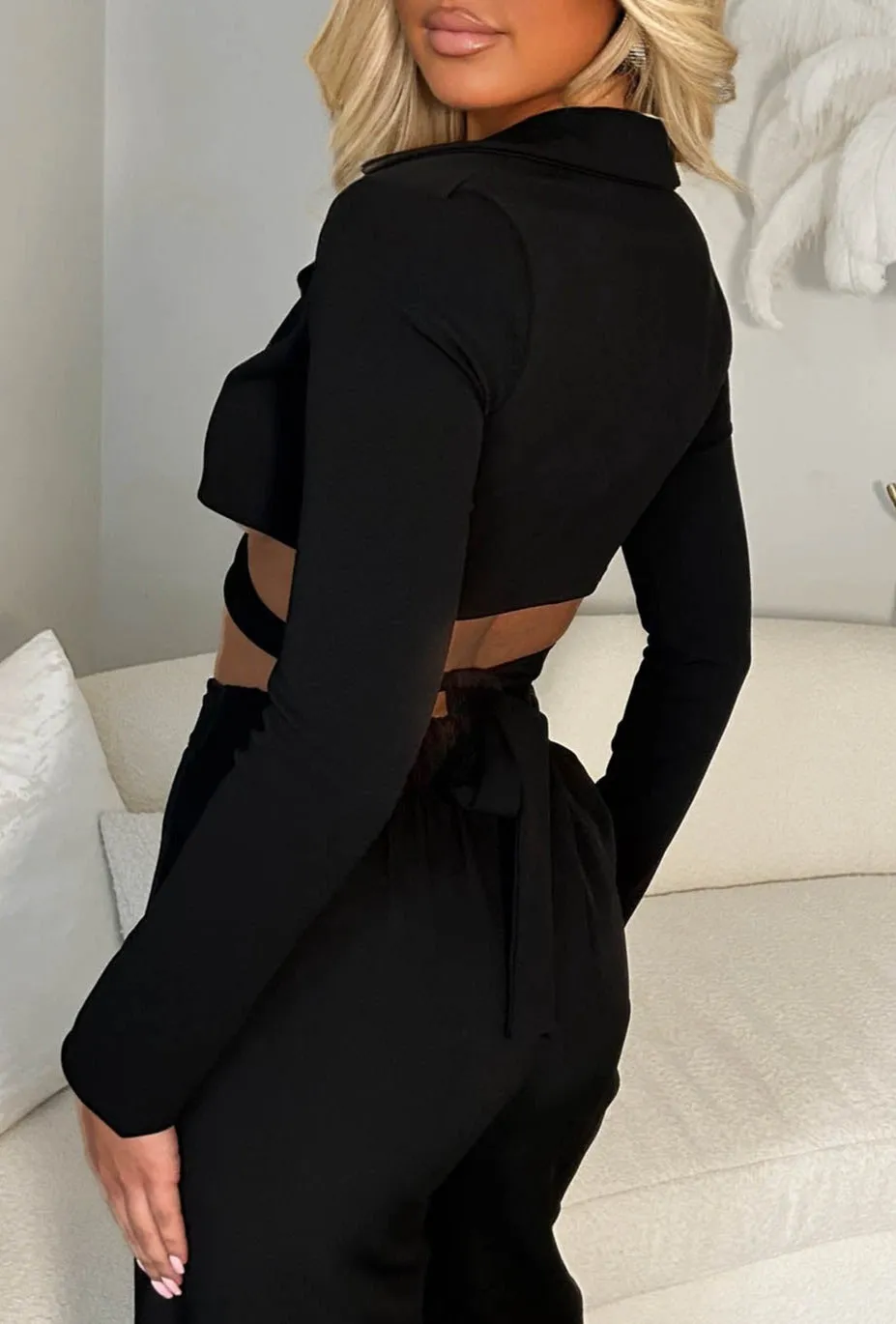 Lavishly Luxe Black Wrap Over Elasticated Back Trousers