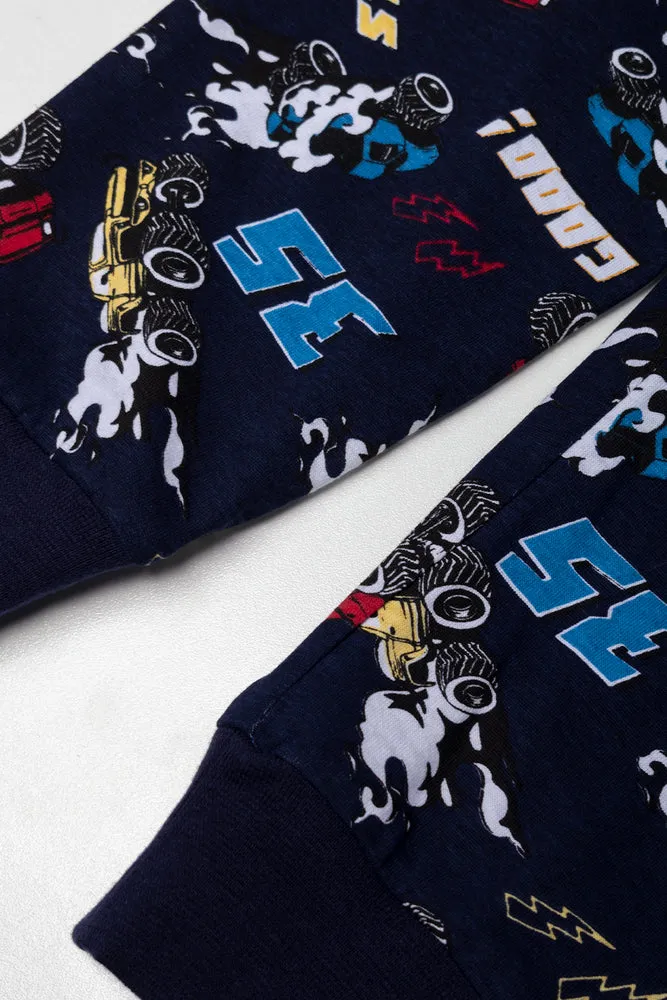 Monster Truck Long Sleeve Pyjamas Navy