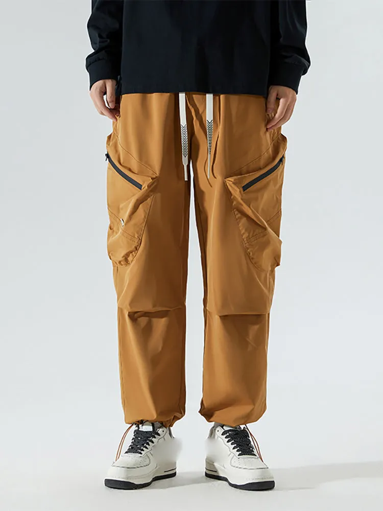 Multi-Picket Solid Color Drawstring Cargo Pants