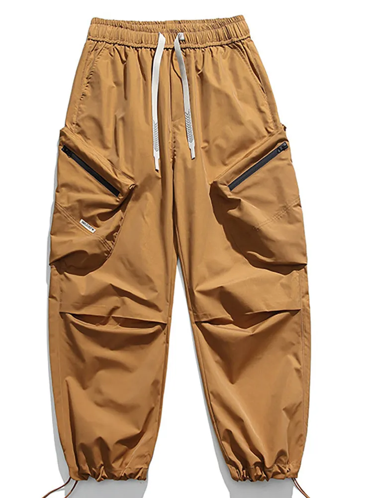 Multi-Picket Solid Color Drawstring Cargo Pants