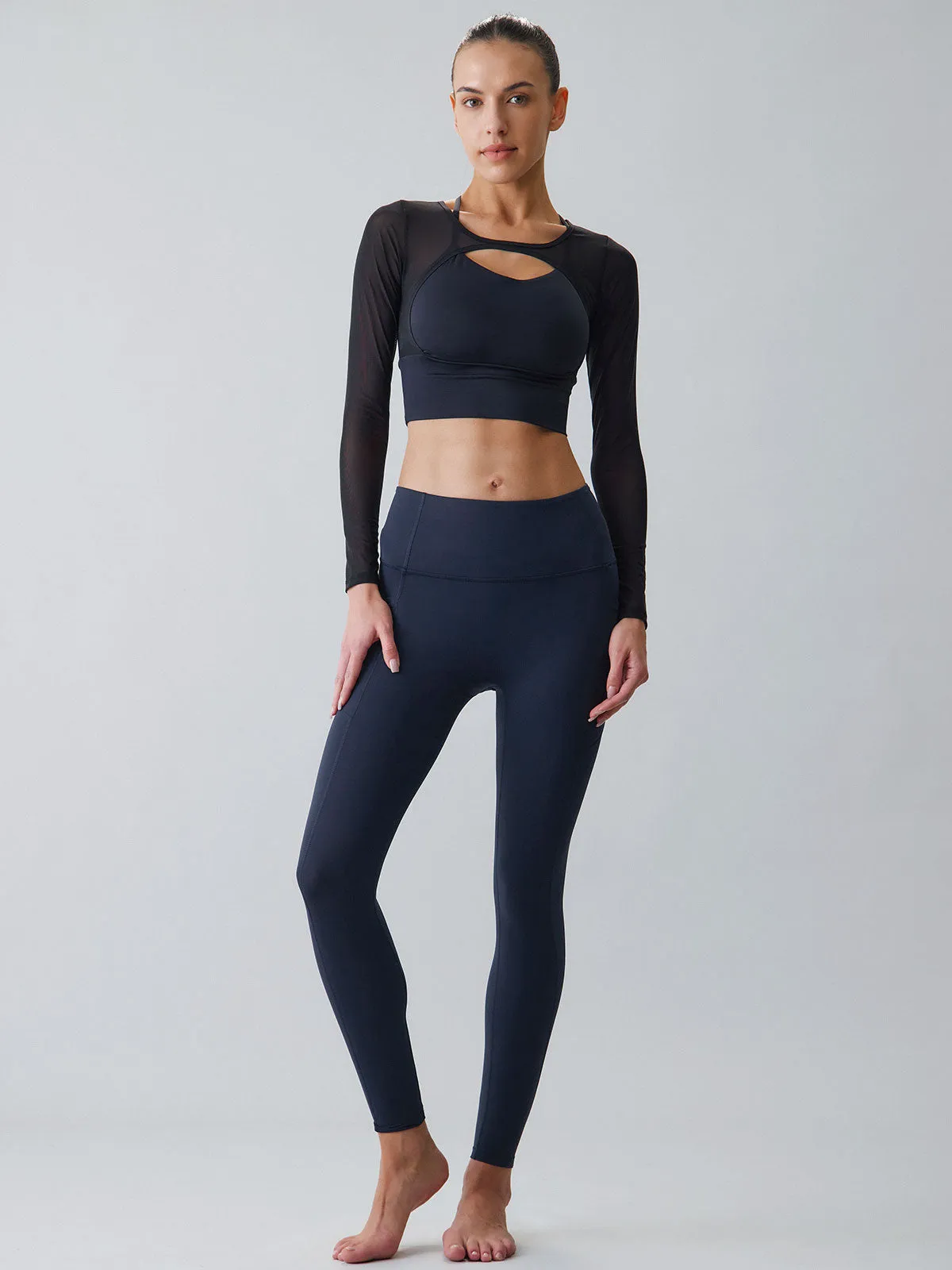 Navy High Waisted Pockets Leggings 24”