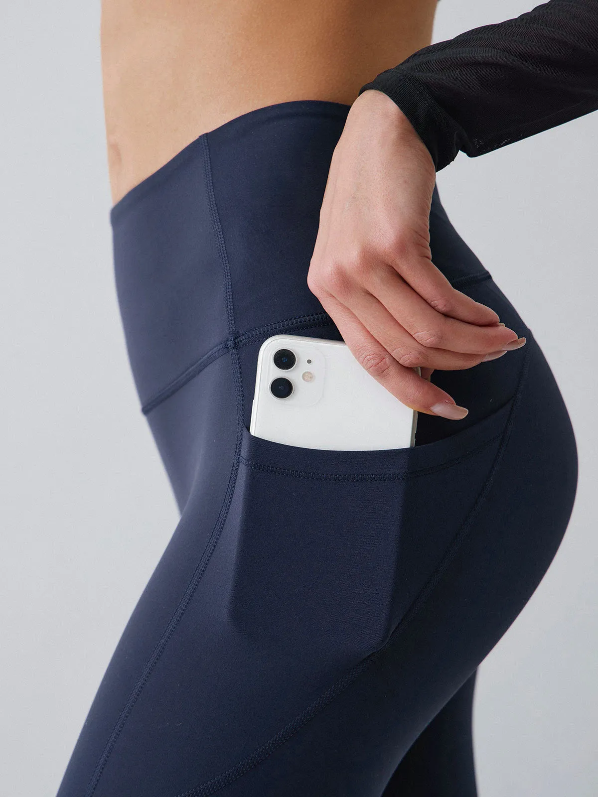 Navy High Waisted Pockets Leggings 24”