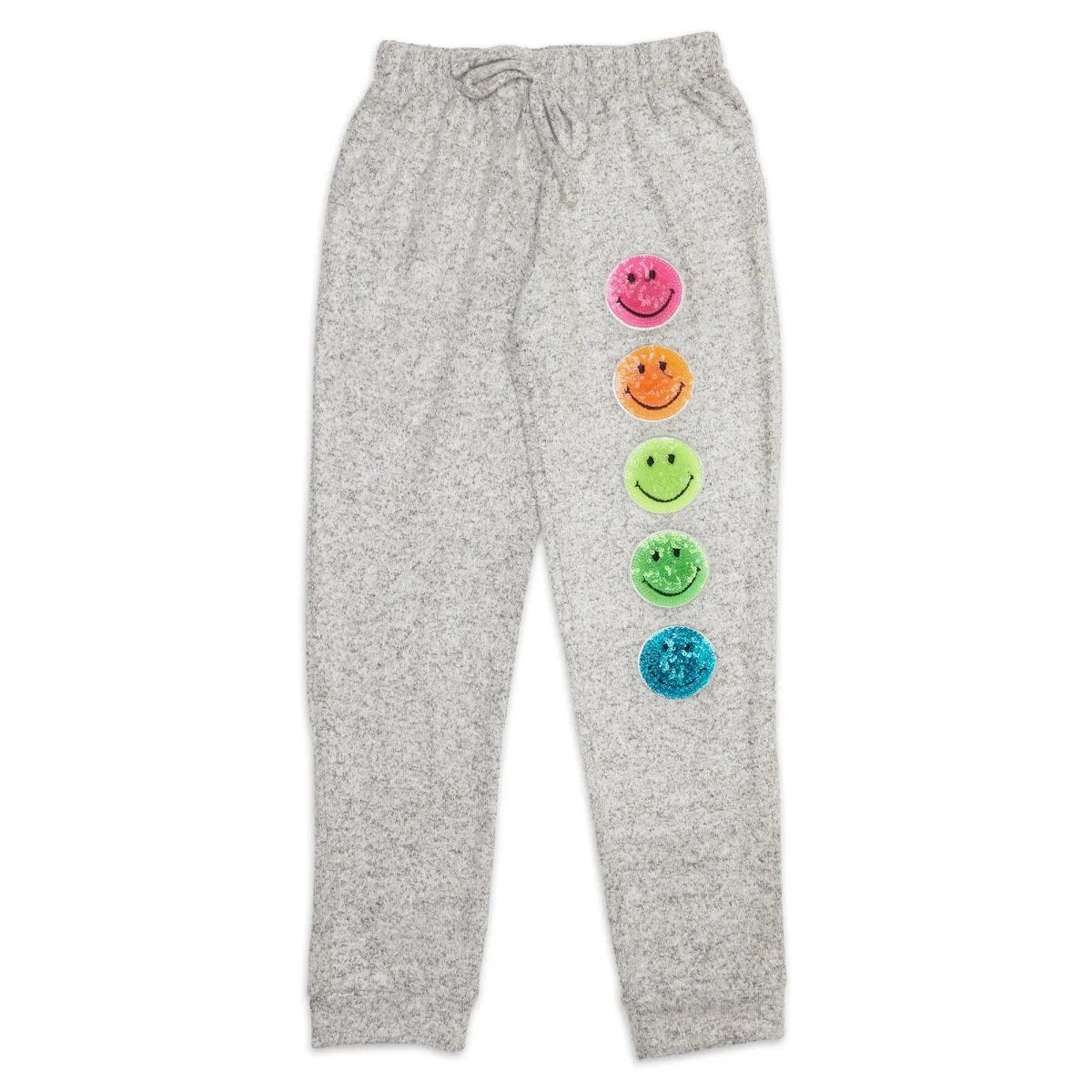 NEON SEQUIN SMILEY FACE HACCHI SWEATPANTS