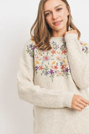Oatmeal Floral Sweater