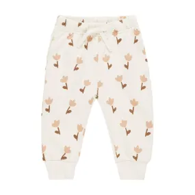 Quincy Mae Ruffle Fleece Sweatpant- Tulips
