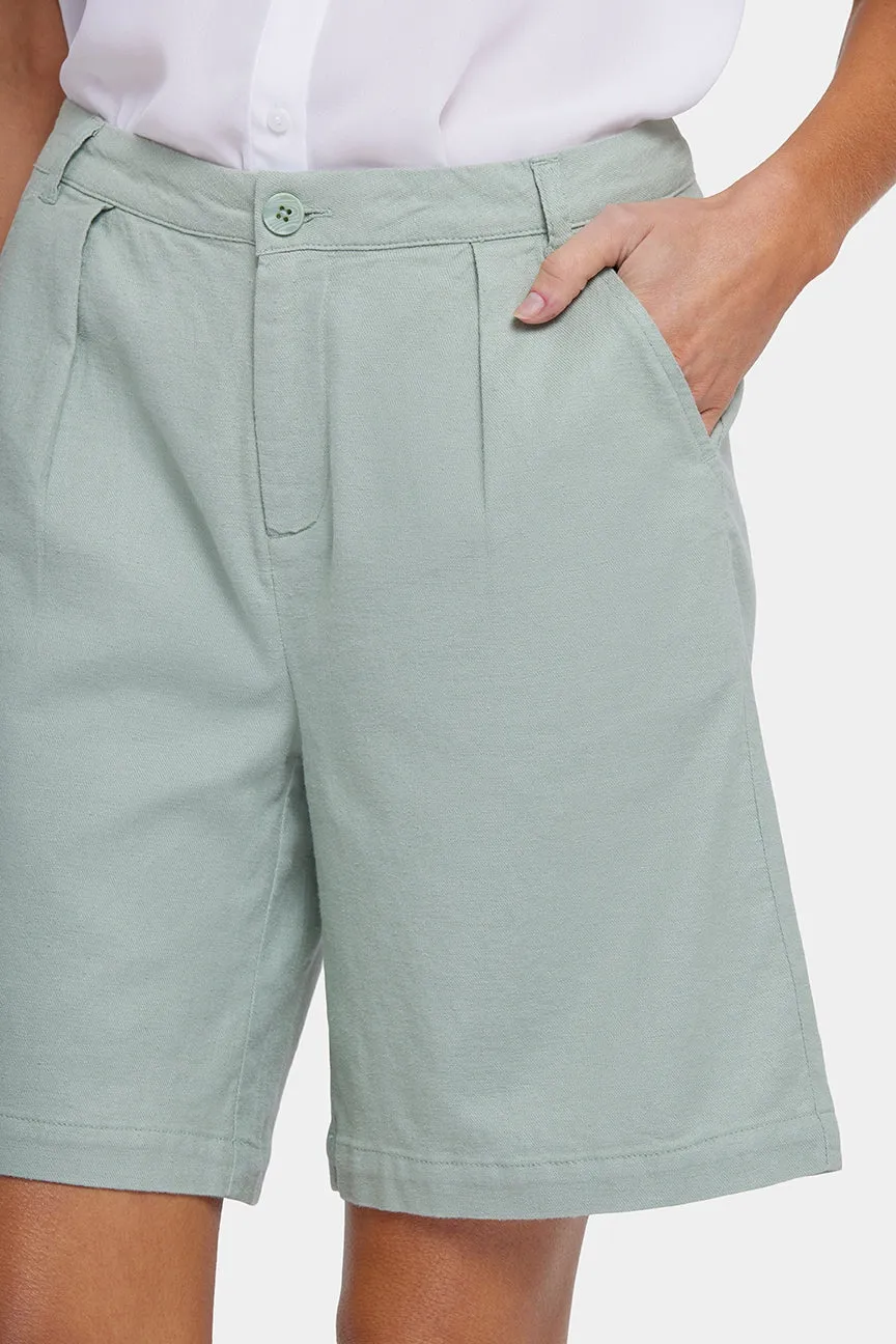 Relaxed Shorts  In Stretch Linen | Tomatillo