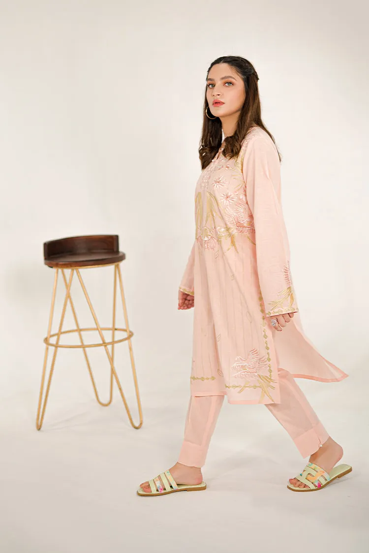Shanyera - B1 - Glossy Pink Embroidered 2-PC Lawn Suit