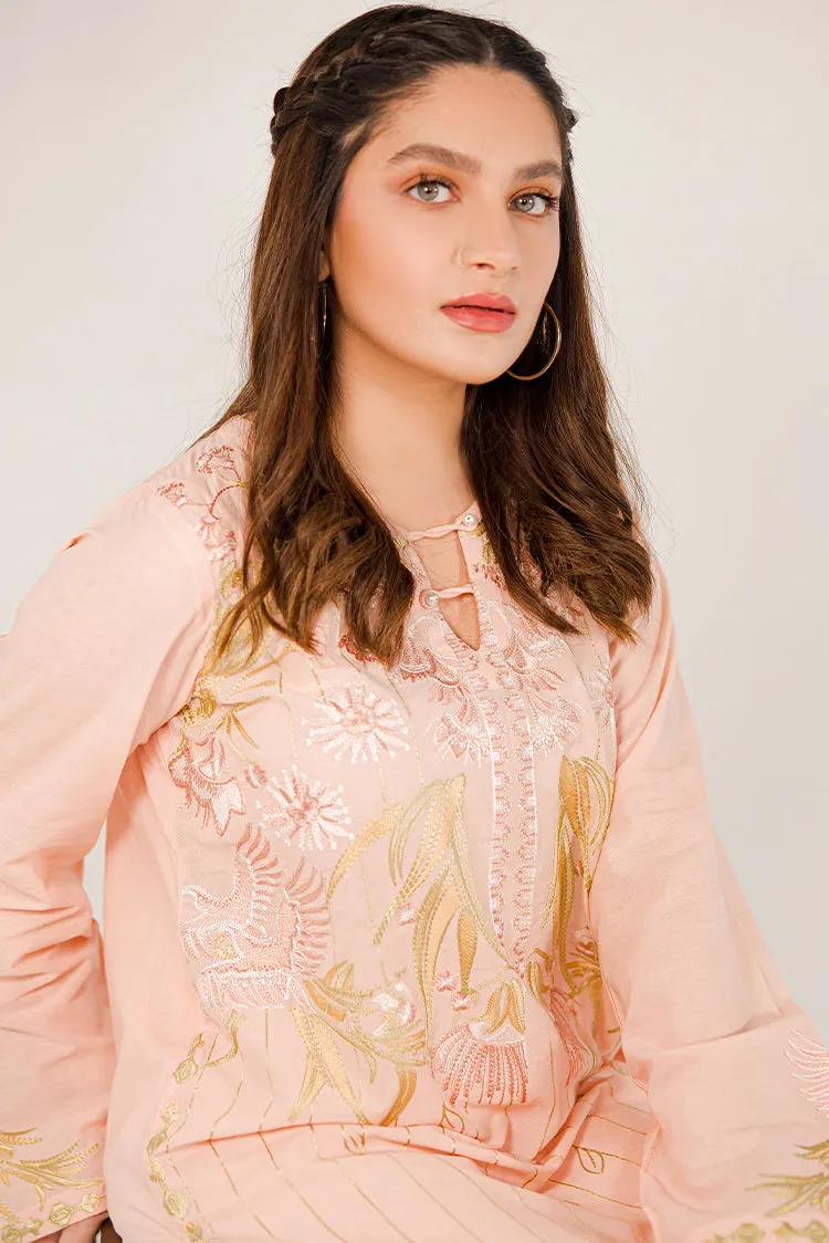 Shanyera - B1 - Glossy Pink Embroidered 2-PC Lawn Suit