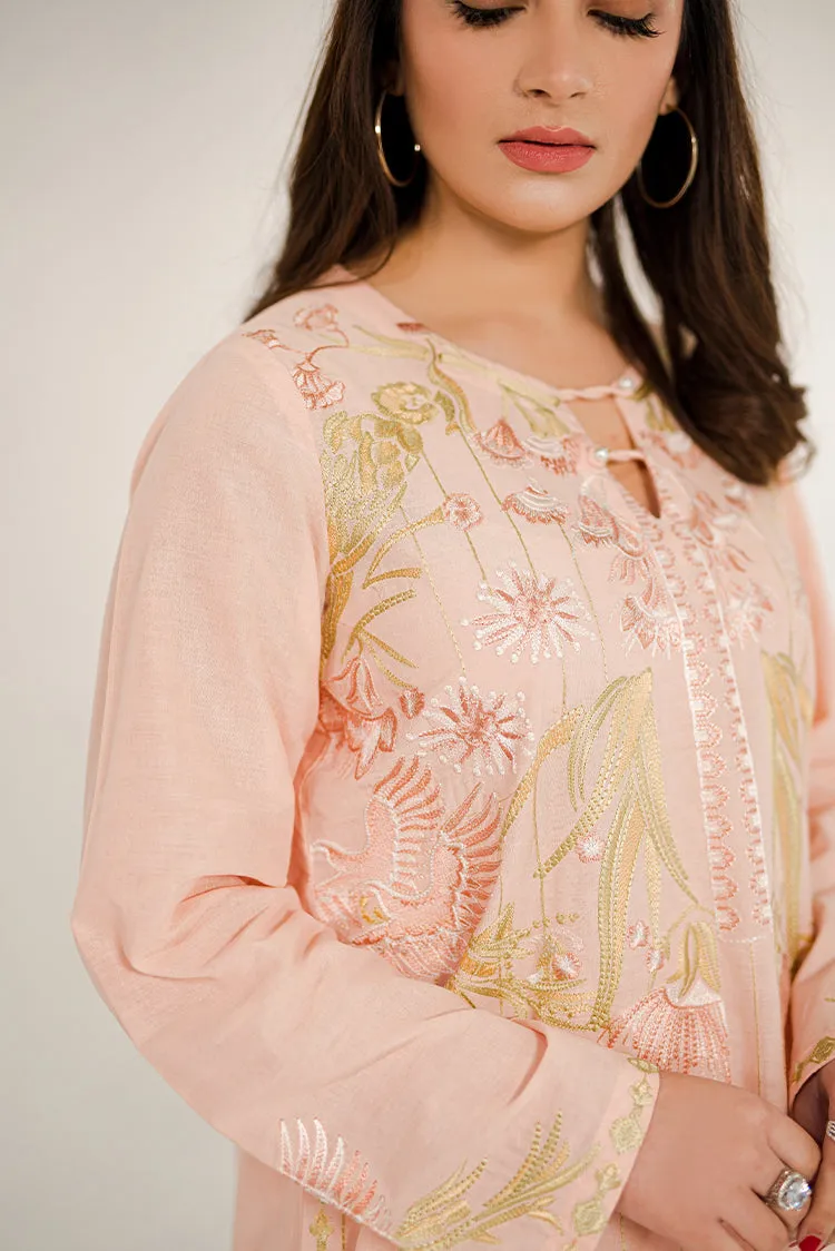 Shanyera - B1 - Glossy Pink Embroidered 2-PC Lawn Suit