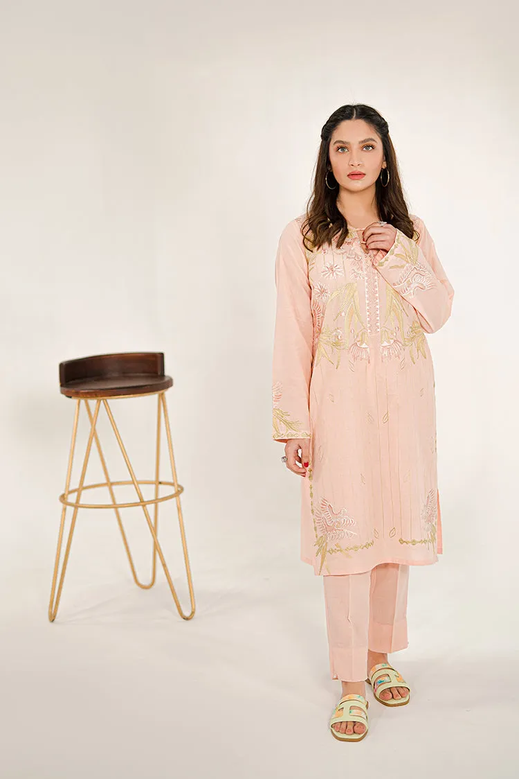 Shanyera - B1 - Glossy Pink Embroidered 2-PC Lawn Suit