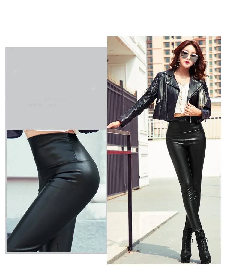 Stretch Faux Leather Skinny Trousers