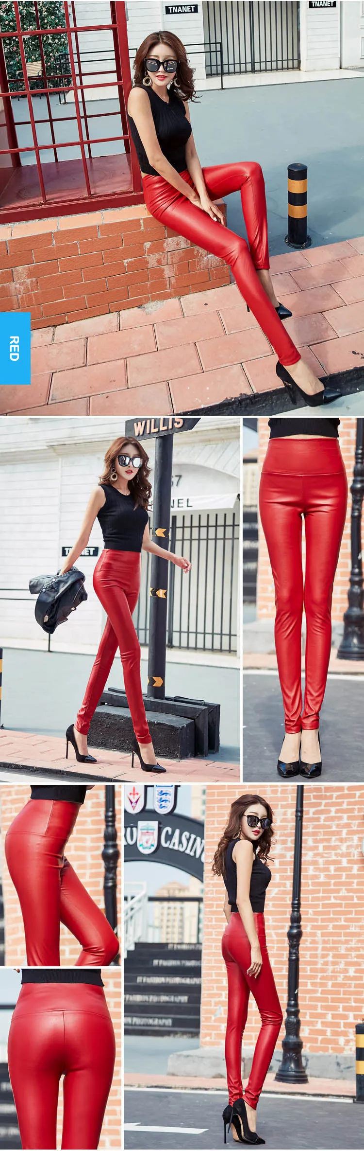 Stretch Faux Leather Skinny Trousers