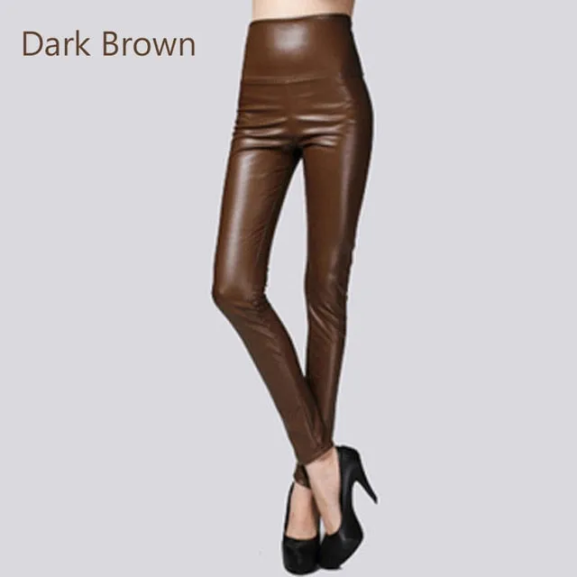 Stretch Faux Leather Skinny Trousers