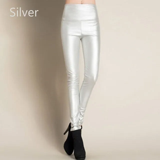 Stretch Faux Leather Skinny Trousers