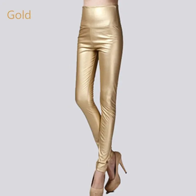Stretch Faux Leather Skinny Trousers