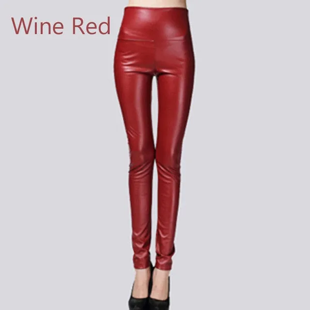 Stretch Faux Leather Skinny Trousers
