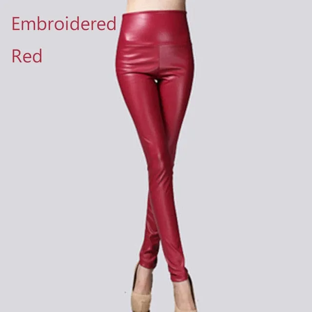 Stretch Faux Leather Skinny Trousers