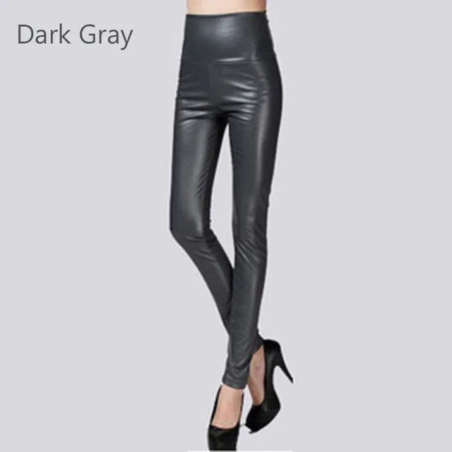 Stretch Faux Leather Skinny Trousers