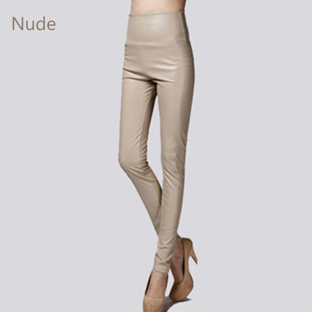 Stretch Faux Leather Skinny Trousers