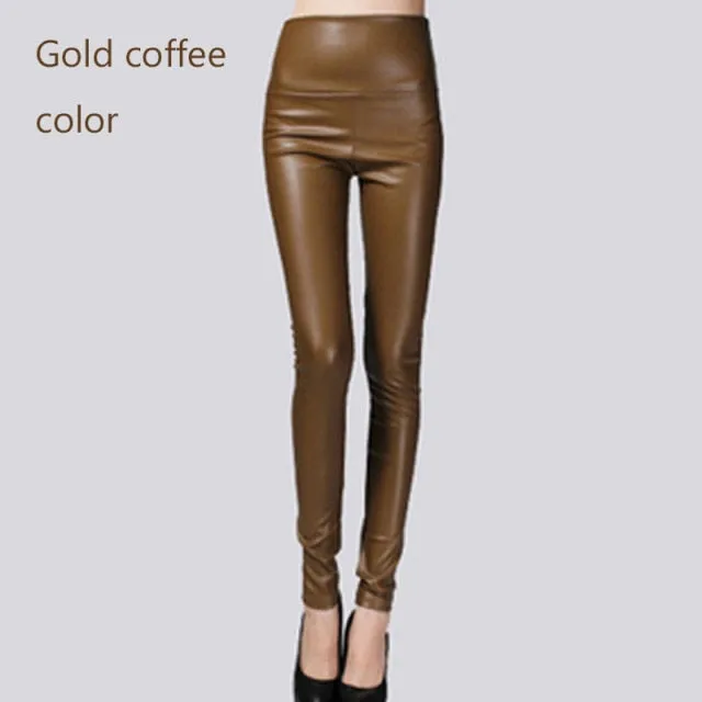 Stretch Faux Leather Skinny Trousers
