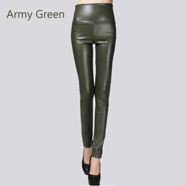 Stretch Faux Leather Skinny Trousers