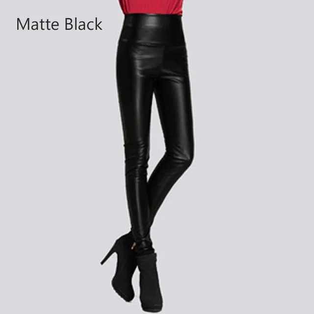 Stretch Faux Leather Skinny Trousers
