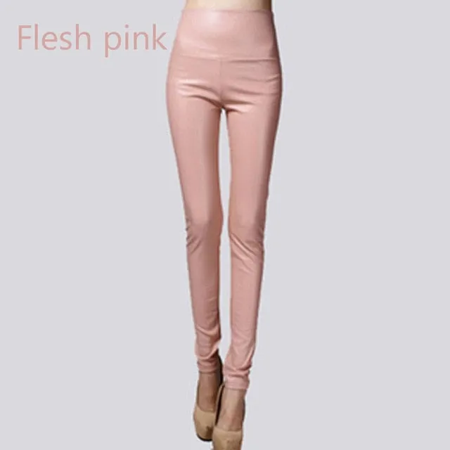 Stretch Faux Leather Skinny Trousers