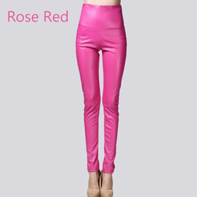 Stretch Faux Leather Skinny Trousers