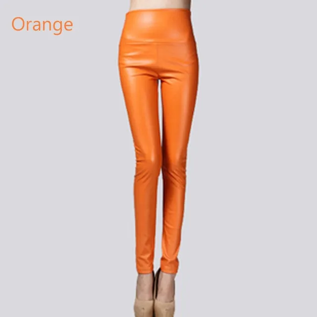 Stretch Faux Leather Skinny Trousers
