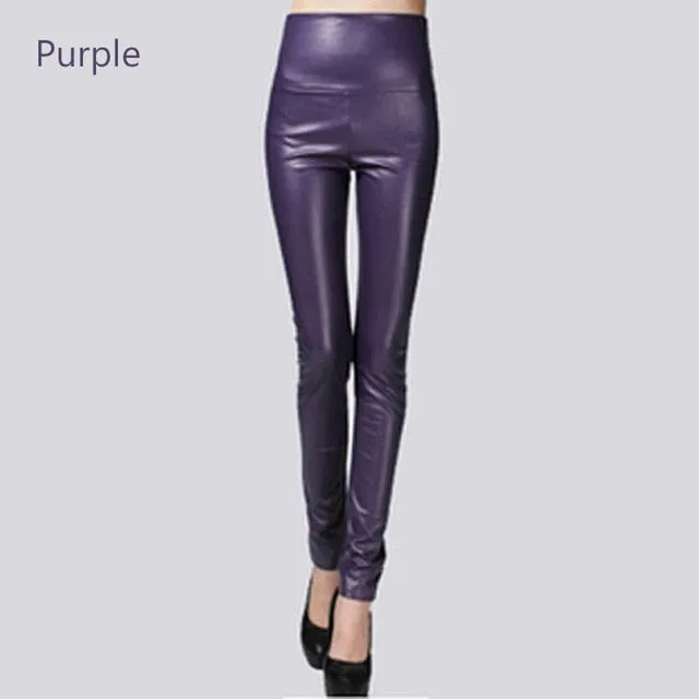 Stretch Faux Leather Skinny Trousers