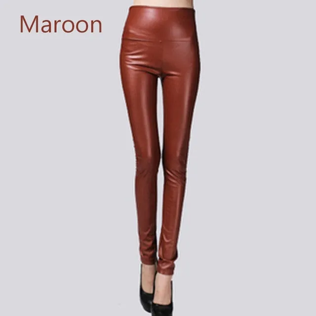 Stretch Faux Leather Skinny Trousers