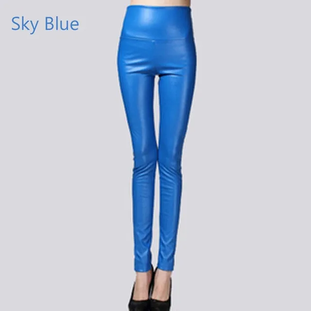 Stretch Faux Leather Skinny Trousers